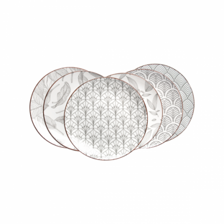 LOT DE 6 ASSIETTES Ø20,5CM EN PORCELAINE "SASEBO" ARD'TIME SASASPM