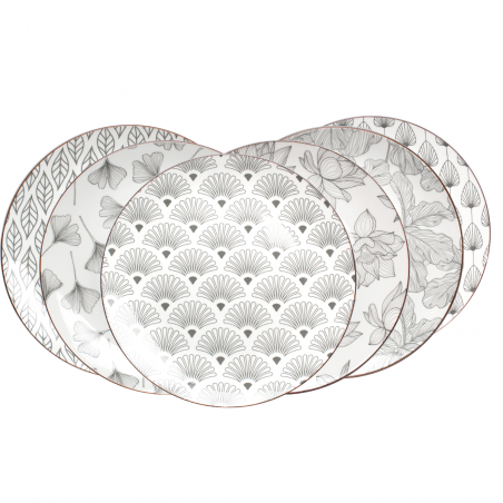 LOT DE 6 ASSIETTES Ø26CM EN PORCELAINE "SASEBO" ARD'TIME SASASGM