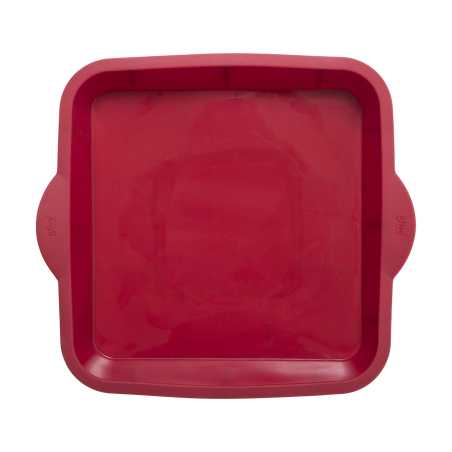 MOULE / PLAT CARRÉ 25 X 5,8 X 29,5CM EN SILICONE ROUGE AVEC POIGNEE