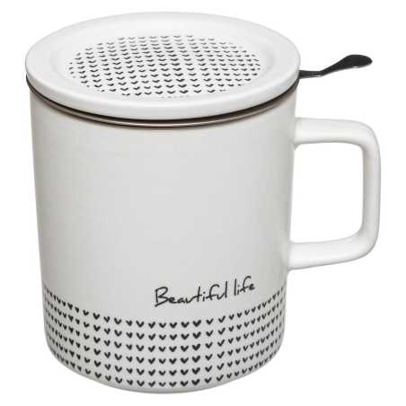 TISANIERE NOIRE ET BLANCHE  "BEAUTIFUL LIFE"