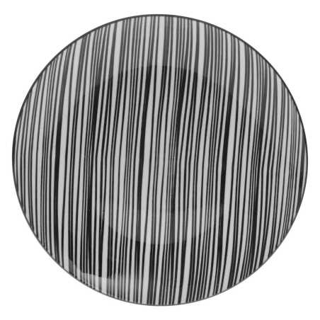 LOT DE 6 GRANDES ASSIETTES Ø 26CM "ZEBRE" EN PORCELAINE NOIRE ET BLANCHE