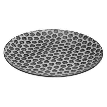 LOT DE 6 GRANDES ASSIETTES Ø 26CM "ROND" EN PORCELAINE NOIRE ET BLANCHE