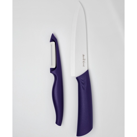 SET DE 1 COUTEAU CERAMIQUE + 1 EPLUCHEUR CERAMIQUE MAUVE ARD'TIME LT2CTEP-PR