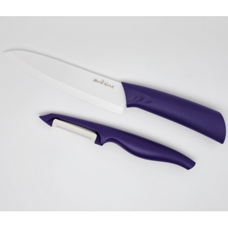 SET DE 1 COUTEAU CERAMIQUE + 1 EPLUCHEUR CERAMIQUE MAUVE ARD'TIME LT2CTEP-PR