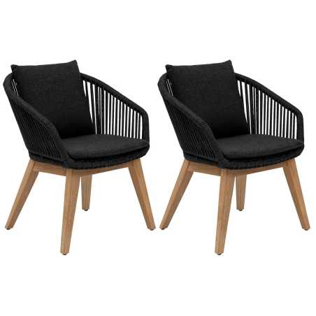 LOT DE 2 FAUTEUILS DE JARDIN EN BOIS CERTIFIÉ FSC® ANTHRACITE & TECK