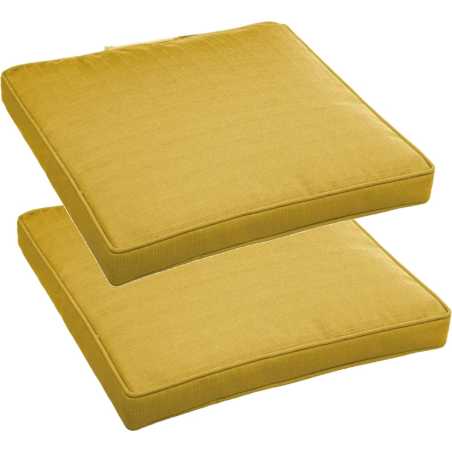 LOT DE 2 GALETTES DE CHAISE 40 X 40 X 4CM JAUNE MOUTARDE