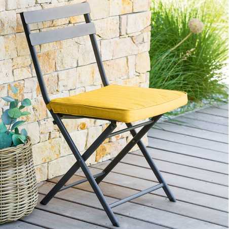 LOT DE 6 GALETTES DE CHAISE 40 X 40 X 4CM JAUNE MOUTARDE