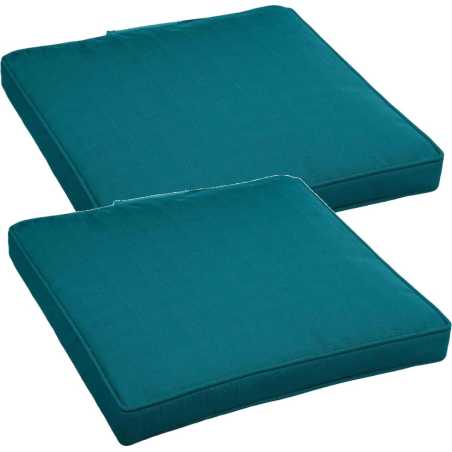 LOT DE 2 GALETTES DE CHAISE 40 X 40 X 4CM BLEU CANARD