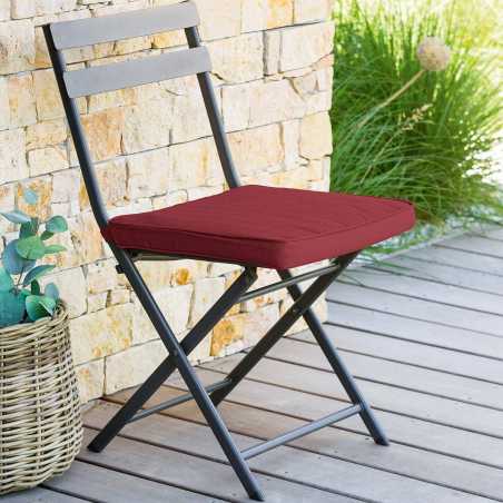 LOT DE 6 GALETTES DE CHAISE 40 X 40 X 4CM BORDEAUX