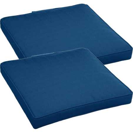 LOT DE 2 GALETTES DE CHAISE 40 X 40 X 4CM BLEU INDIGO
