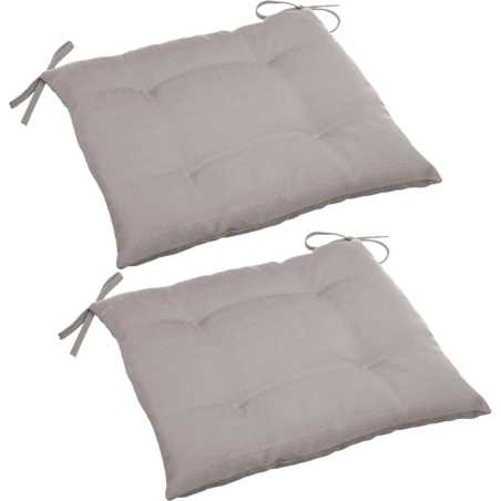 LOT DE 2 GALETTES DE CHAISE 4 POINTS 40 X 40 X 4CM TAUPE