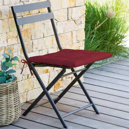 LOT DE 2 GALETTES DE CHAISE 4 POINTS 40 X 40 X 4CM BORDEAUX