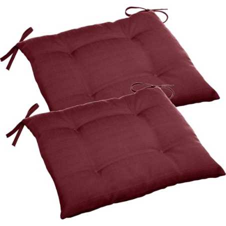 LOT DE 2 GALETTES DE CHAISE 4 POINTS 40 X 40 X 4CM BORDEAUX