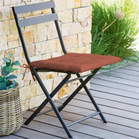 LOT DE 2 GALETTES DE CHAISE 4 POINTS 40 X 40 X 4CM TERRACOTTA