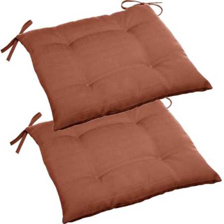 LOT DE 2 GALETTES DE CHAISE 4 POINTS 40 X 40 X 4CM TERRACOTTA