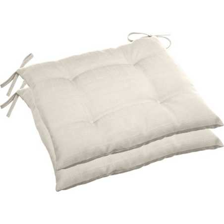 LOT DE 6 GALETTES DE CHAISE 4 POINTS 40 X 40 X 4CM BEIGE BLÉ