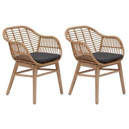 LOT DE 2 FAUTEUILS DE JARDIN ACACIA ET RÉSINE TRESSÉE