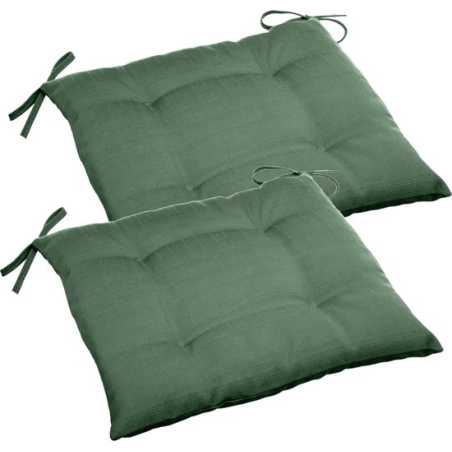 LOT DE 2 GALETTES DE CHAISE 4 POINTS 40 X 40 X 4CM VERT OLIVE