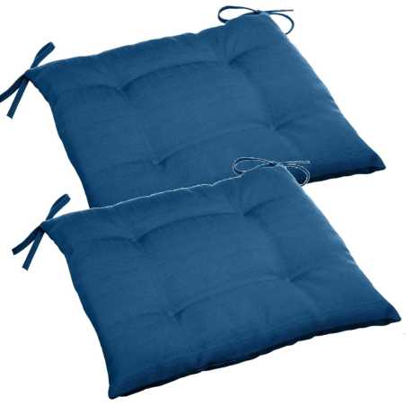 LOT DE 2 GALETTES DE CHAISE 4 POINTS 40 X 40 X 4CM BLEU INDIGO