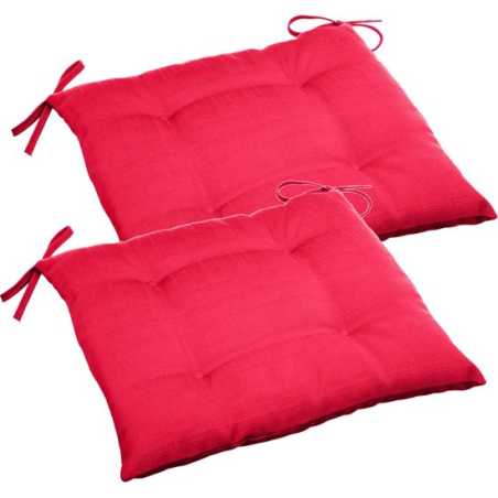 LOT DE 6 GALETTES DE CHAISE 4 POINTS 40 X 40 X 4CM ROUGE GRENADE