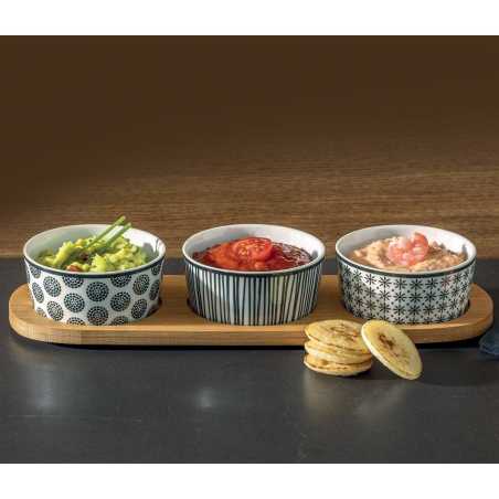 Set apéritif 4 pièces "noir et blanc"