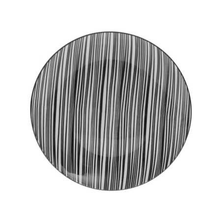 LOT DE 6 PETITES ASSIETTES A DESSERT Ø 19CM "ZEBRE" EN PORCELAINE NOIRE ET BLANCHE