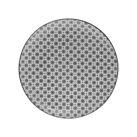 LOT DE 6 PETITES ASSIETTES A DESSERT Ø 19CM "FLEURS" EN PORCELAINE NOIRE ET BLANCHE