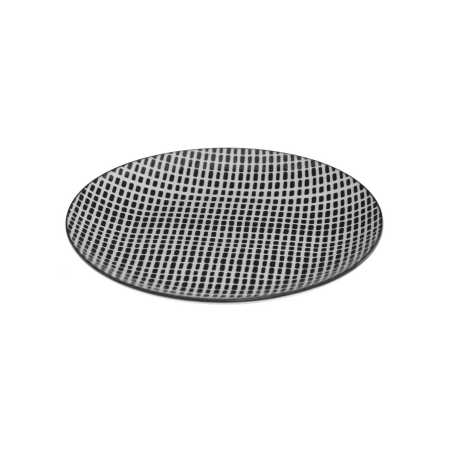 LOT DE 6 PETITES ASSIETTES A DESSERT Ø 19CM "SQUARE" EN PORCELAINE NOIRE ET BLANCHE