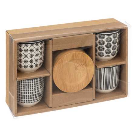 Coffret 4 pièces tasses 10 cl "noir et blanc"