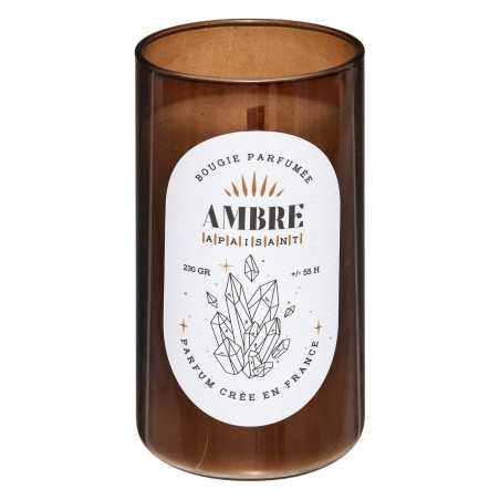 Bougie crépitante parfumée Ambre avec mèche en bois, 230g