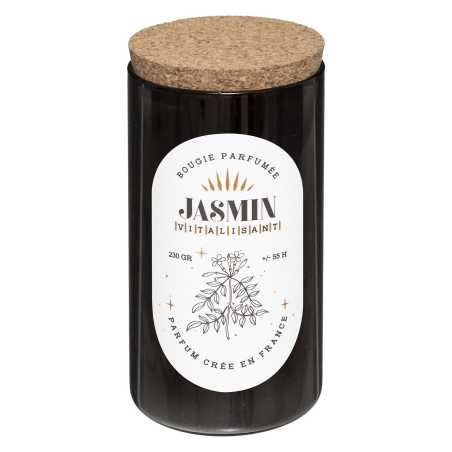 Bougie crépitante parfumée Jasmin avec mèche en bois, 230g