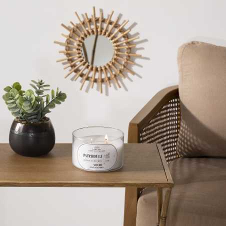 Bougie crépitante parfumée Patchouli avec mèches en bois, 470g