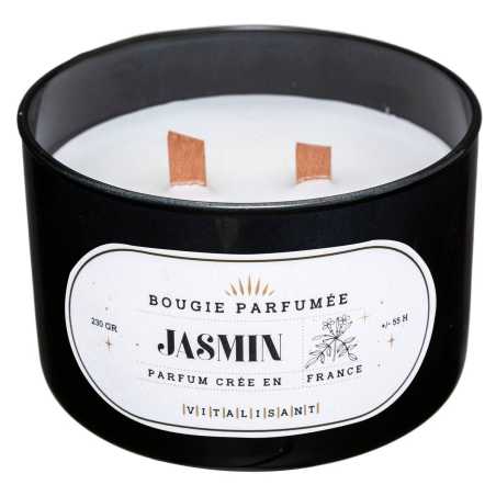 Bougie crépitante parfumée Jasmin avec mèches en bois, 470g