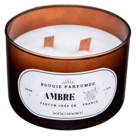 Bougie crépitante parfumée Ambre avec mèches en bois, 470g