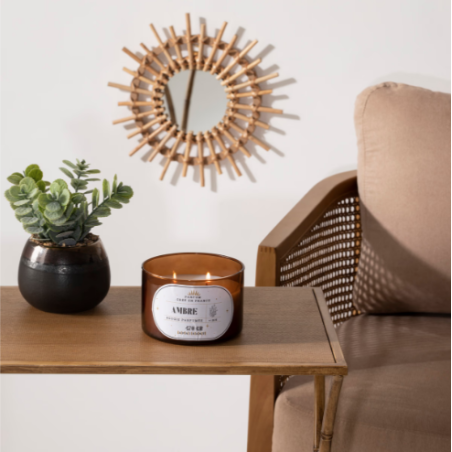 Bougie crépitante parfumée Ambre avec mèches en bois, 470g