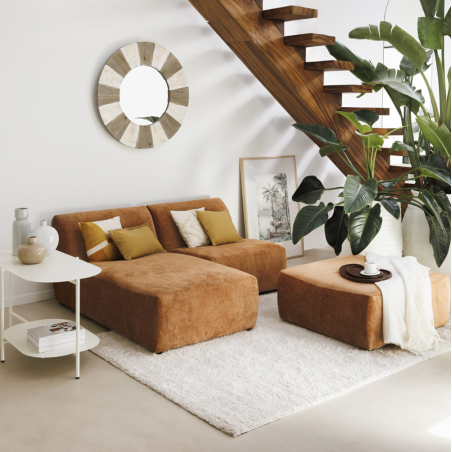 Pouf en velours pour canapé modulable - marron caramel