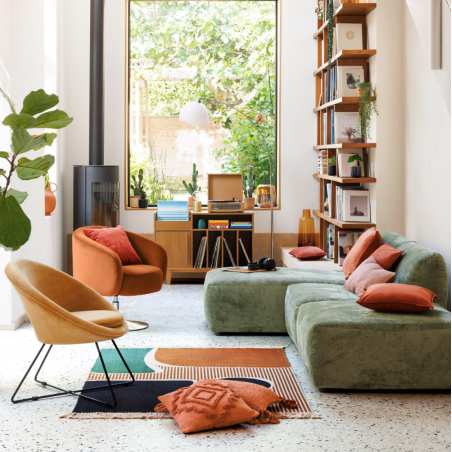 Pouf en velours pour canapé modulable - vert cèdre