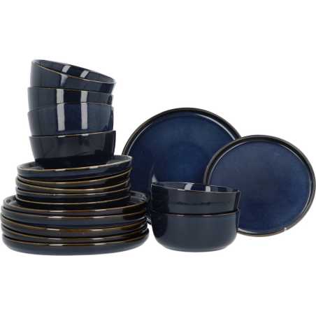 SERVICE DE TABLE 18 PIECES "TERRA DES" BLEU EMAILLE