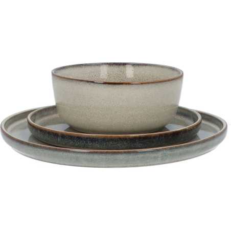 SERVICE DE TABLE 18 PIECES "TERRA DES" VERT EMAILLE