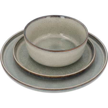 SERVICE DE TABLE 18 PIECES "TERRA DES" VERT EMAILLE