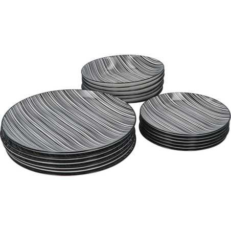 SERVICE DE TABLE 18 PIECES "ZEBRE" NOIR ET BLANC