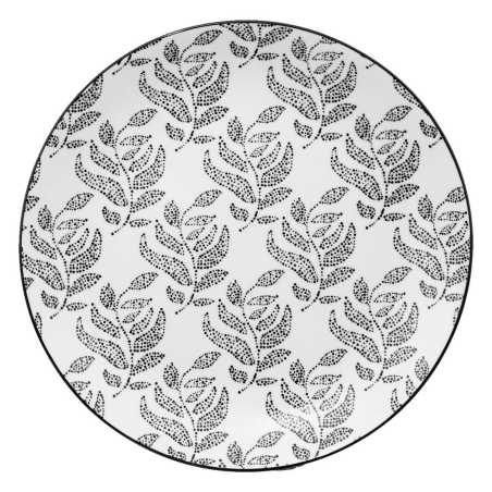 SERVICE DE TABLE 18 PIECES "FEUILLAGE" NOIR ET BLANC