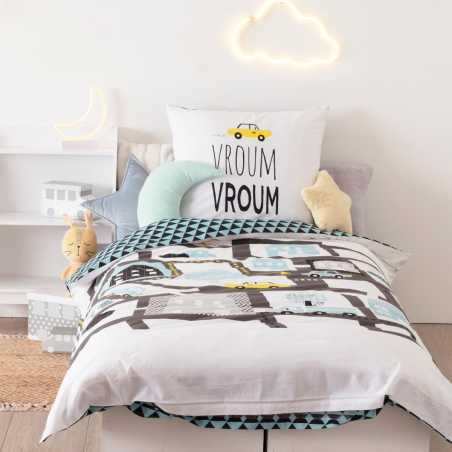 Parure de lit enfant "Route" Coton, 140x200 cm