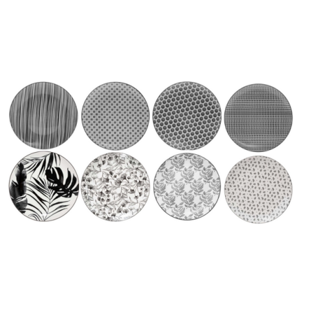 PETITE ASSIETTE A DESSERT Ø 19CM EN PORCELAINE NOIRE ET BLANCHE