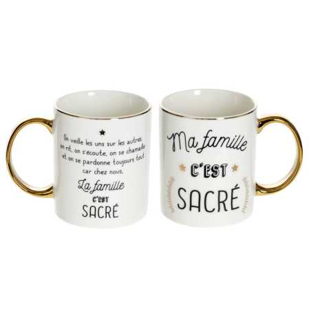 MUG "LA FAMILLE C'EST SACRÉ" 35CL EN PORCELAINE