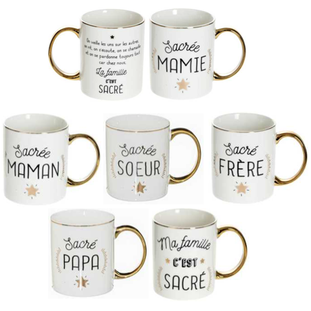 MUG "LA FAMILLE C'EST SACRÉ" 35CL EN PORCELAINE