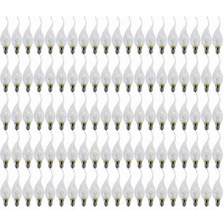 LOT DE 100 AMPOULES INCANDESCENCE FORME DE FLAMME 25W CLAIRE E14 230V CLEAR 9902500