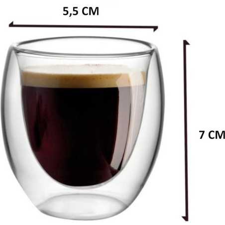 Lot de 2 tasses / verres à espresso 80ml double paroi
