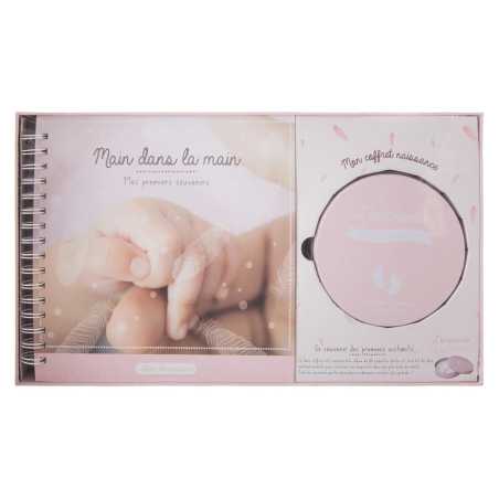 Coffret "Empreinte" rose, album photo 40x23 cm