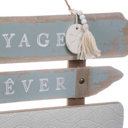 Déco murale "Voyager Rêver et Explorer" Bois, 36x32,5 cm